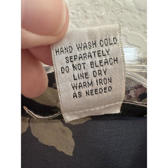 Nexx 100% Silk Button Up Shirt Womens S Blue Floral Sheer L/S Fairy Whimsygoth - Picture 5 of 5